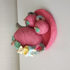 Collectible Resin Miniature Strawberry Toy Tea Set With Reading Mouse